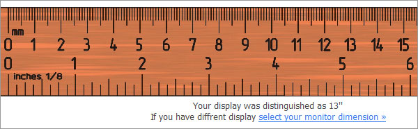 Actual size ruler image